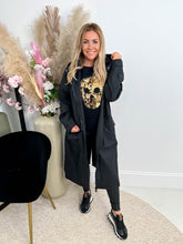 The Lilah - Black Longline Hooded Rain Jacket